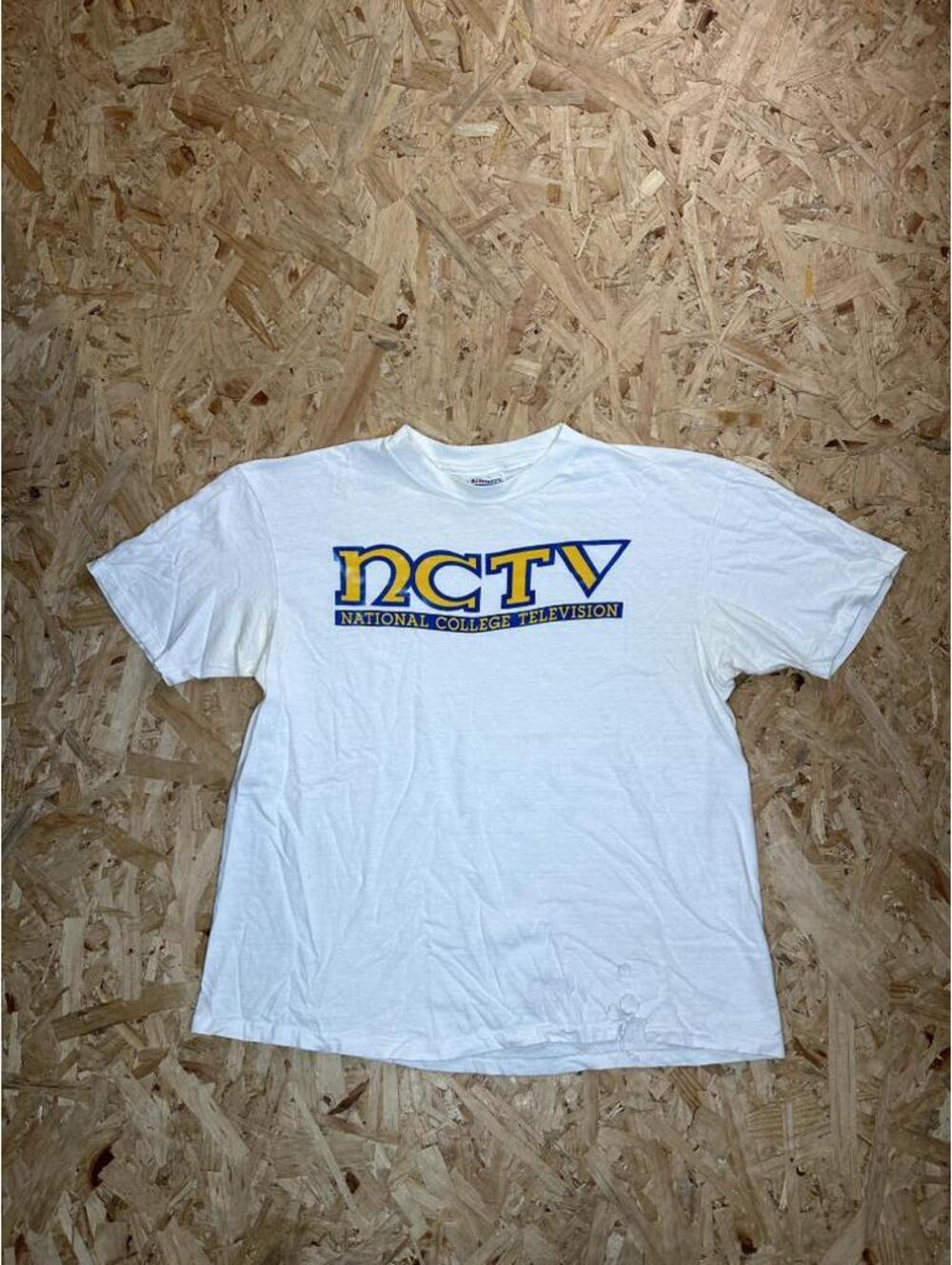 Vintage 90s NCTV National College Television T Shirt Mens XL Hanes Beefy White